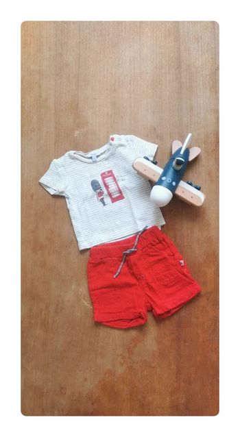 🌼 Ensemble été Absorba tee-shirt short london 3 mois 59 cm garçon 🇨🇵 crée en France 👶
