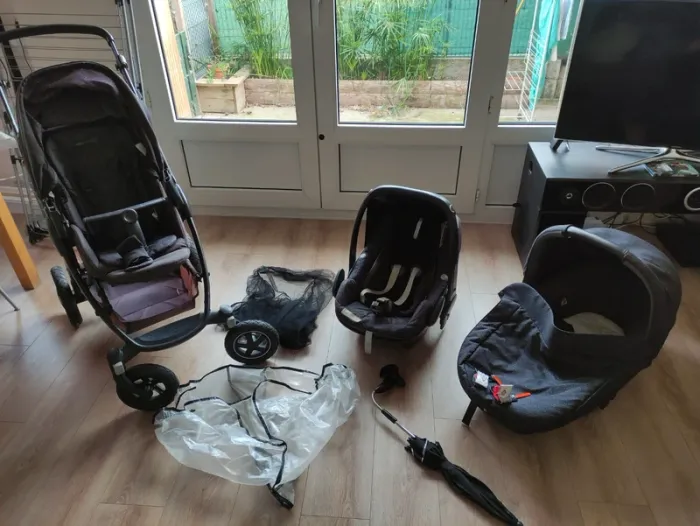 Maxi-cosi poussette 3 en 1. Trio poussette bébé confort avec nacelle + siège auto. - photo numéro 14