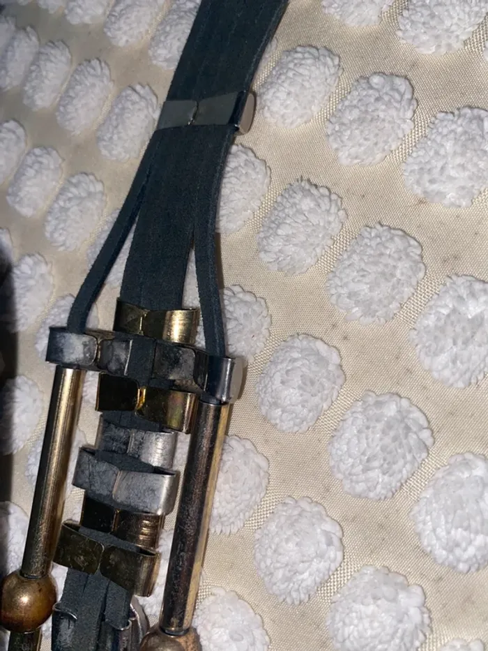 Ceinture vintage en cuir et strass - photo numéro 7