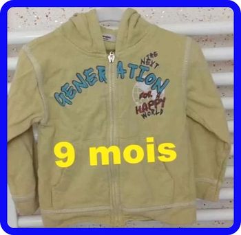 Veste  avec  capuche vert  anis  Défi  Mode  Taille  9 mois