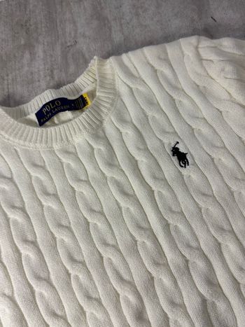 pull torsadée ralph lauren blanc 