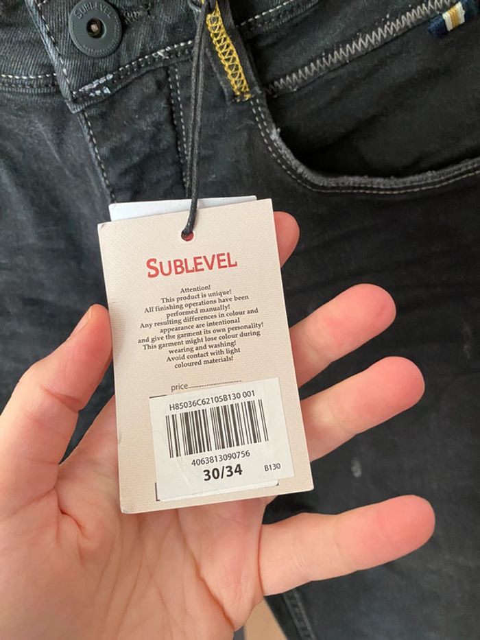 Superbe beau jean noir effet dégradé blanc Homme neuf avec étiquette taille 40 Sublevel - photo numéro 18