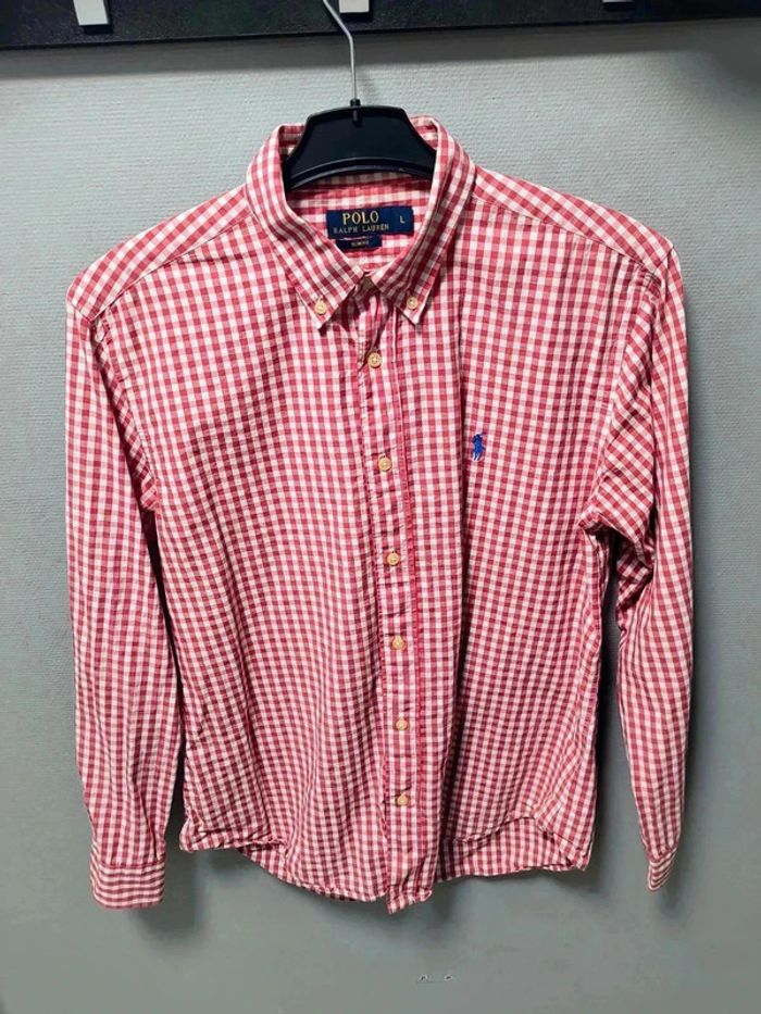 Chemise vintage Ralph Lauren à carreaux rouges – Slim Fit – Taille L – Style Y2K & Old Money - photo numéro 4