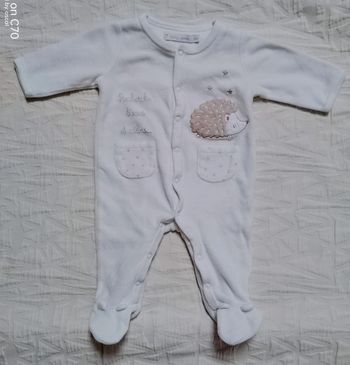 Gemo pyjama velours hérisson ouverture devant