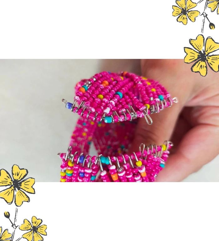 Bracelet large perles fuchsia multicolores – Collection Nuances de Rose - photo numéro 5