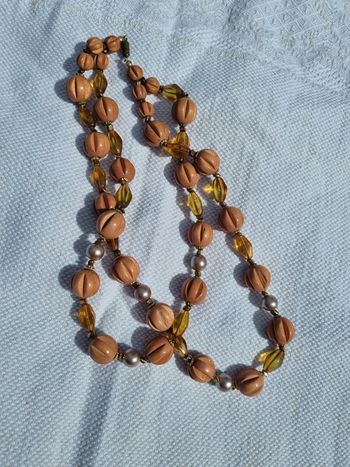 Collier perle fantaisie marron
