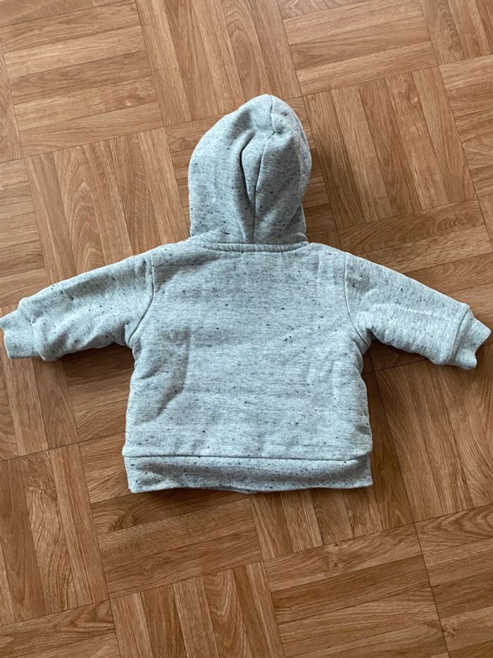 Gilet veste molletonner avec capuches et zip gris taille 3 mois Tex Baby - photo numéro 4