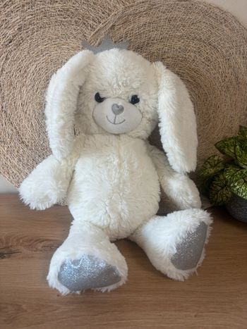 Doudou lapin blanc couronne argenté Tom  & Zoé