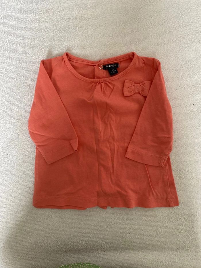TEE shirt manches longues orange corail 3 mois