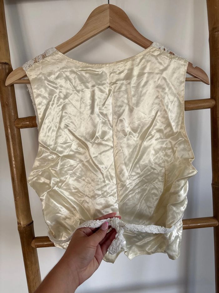 Caraco vintage dentelle et satin Taille S/M - photo numéro 6