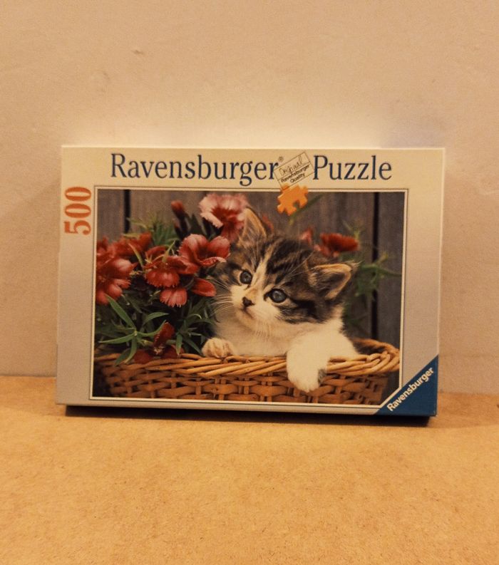Puzzle 500p Chaton dans un panier