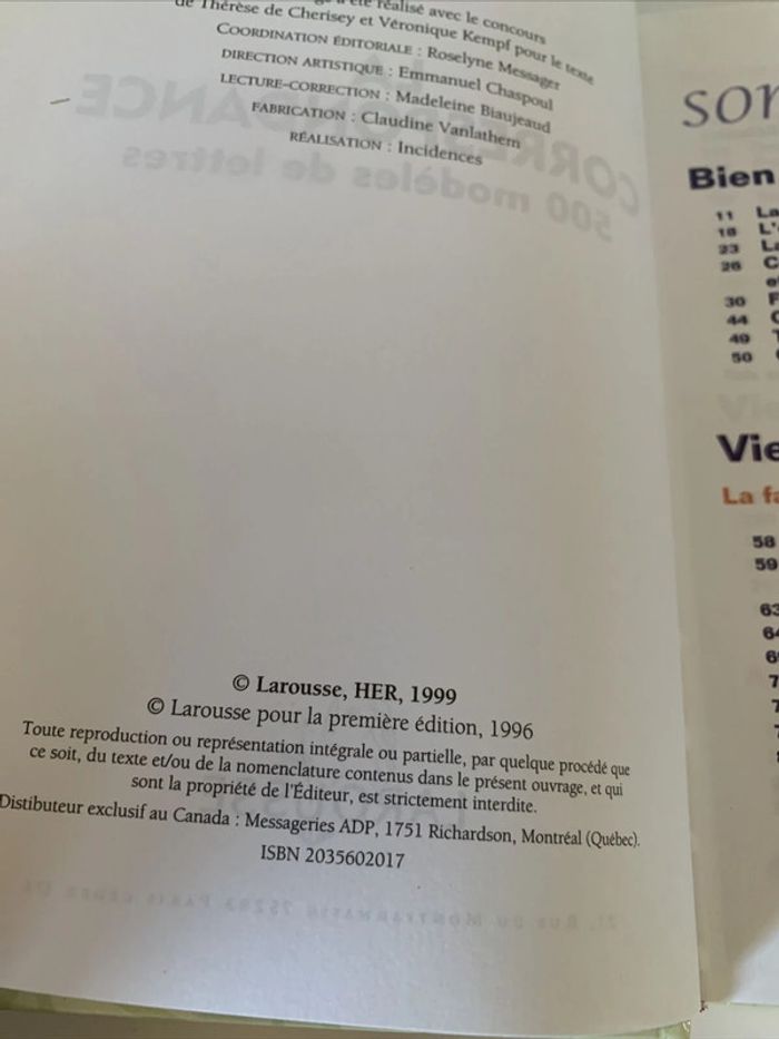 Livre La correspondance 500 modèles de lettres Larousse - photo numéro 3