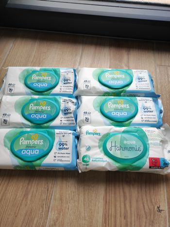 Lot  de 6 paquets de lingettes pampers aqua