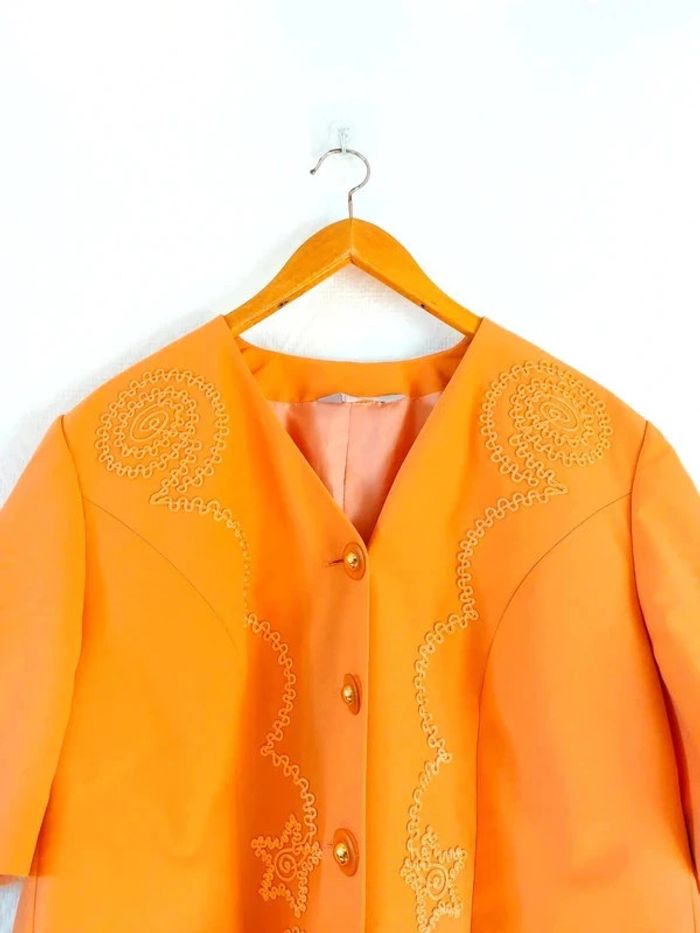 magnifique chemise manches courtes, couleur orange saumon vintage - photo numéro 4