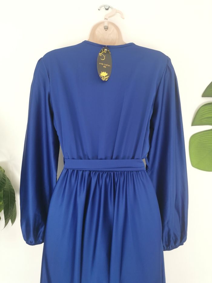 Maxi dress, robe longue satinée bleu roi Émilie Fashion Paris Taille Unique - photo numéro 7