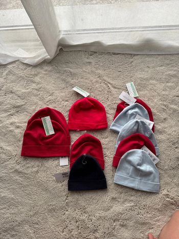 👶🍼Lot 10 bonnets bébé naissance -neuf avec étiquette -100%coton-lot revendeur