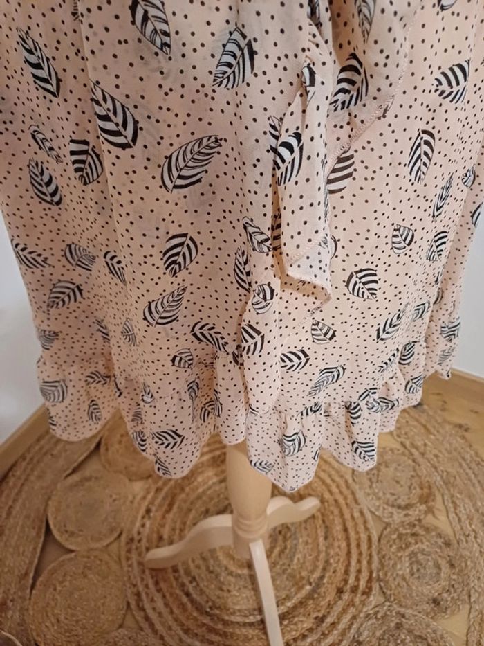 Robe fluide à imprimé Plumes Flamant Rose taille S 36 - photo numéro 7