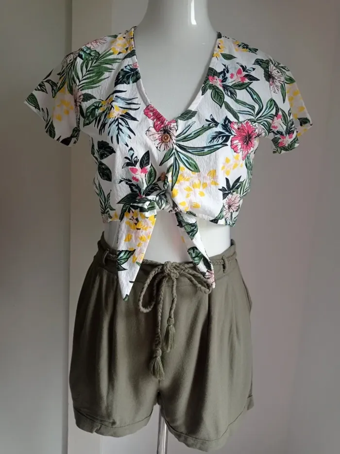 Magnifique short kaki avec noeud tresse T.S Pimkie