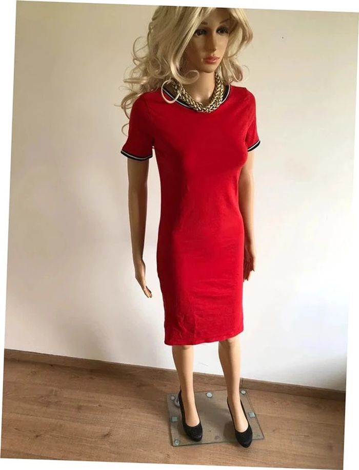 Robe rouge à manches courtes JBC taille XS bon état - photo numéro 4