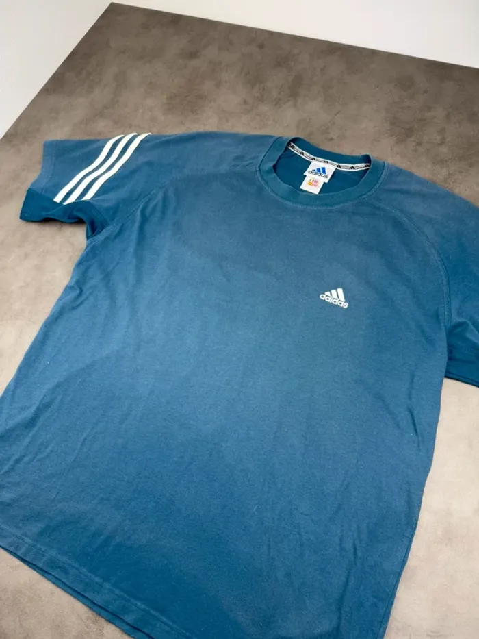 T-shirt Adidas Vintage 3 bandes 00’s Bleu Taille XL - photo numéro 2