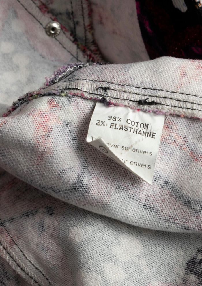 Veste en jean imprimé fleurs Vintage• Denim Jacket floral print Léa Kanth Taille 42 - photo numéro 7