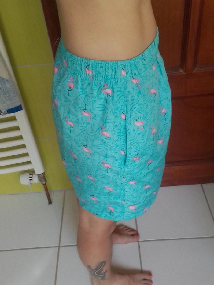 Short de plage femme Bleu ciel Motif flamands roses - photo numéro 4
