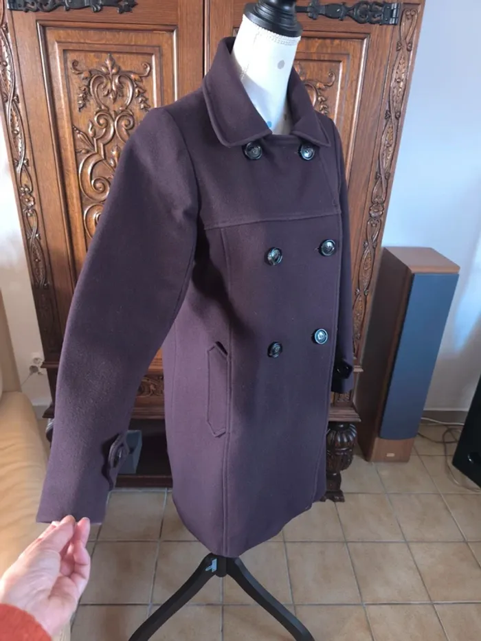 Magnifique manteau laine couleur prune - photo numéro 3