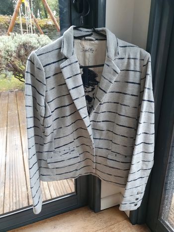 Veste rayée gris et bleu marine school rag
