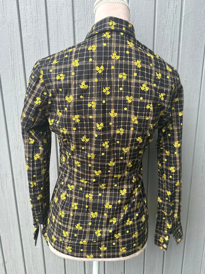 Chemise noir et jaune fleurie manches longues été - photo numéro 5