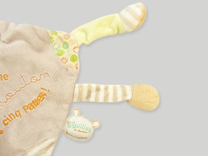 Doudou mouton Bouille de Doudou carré plat velours marron orange Doudou et Compagnie 32 cm - photo numéro 4