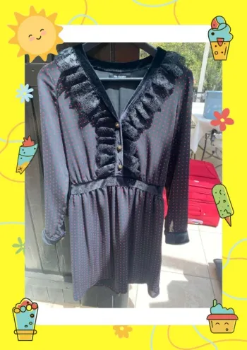 Robe noire et rouge imprimé pois The kooples XS 34