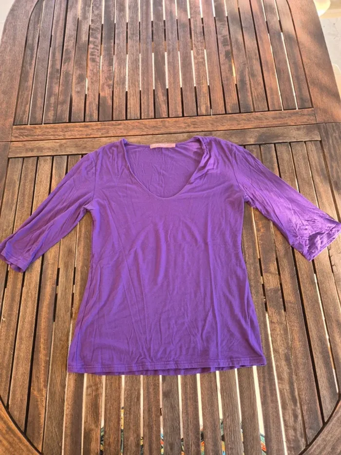 Top violet Fengo manches 3/4 Taille unique ~38 - photo numéro 3