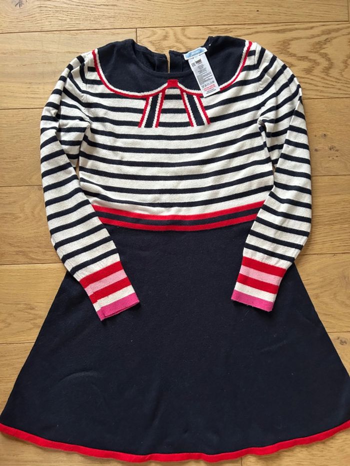 Robe laine et cachemire Jacadi 10 ans robe marinière à col - photo numéro 2