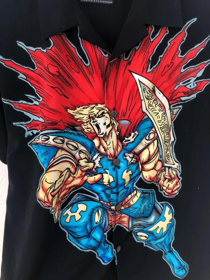 Chemise Y2K Anime Manga Print Mens XL made in Korea 🇰🇷 - photo numéro 5