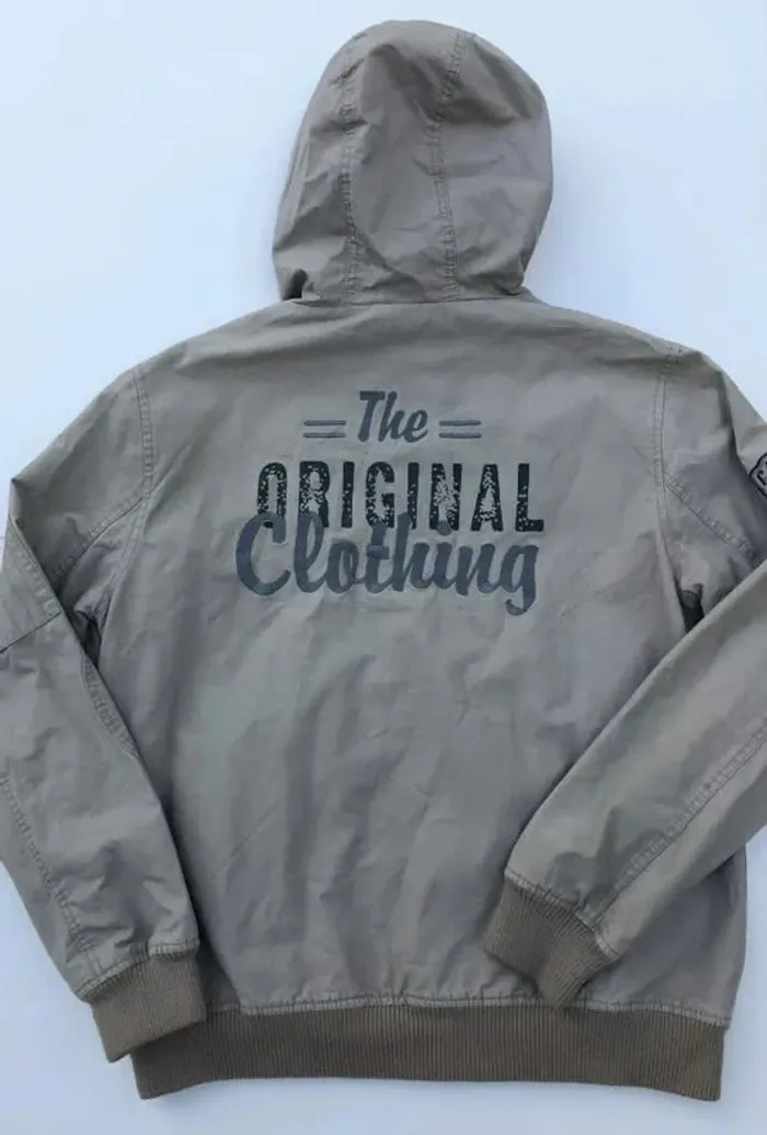 Cargo Vintage coat jacket hoodie beige camel Mens L - photo numéro 5