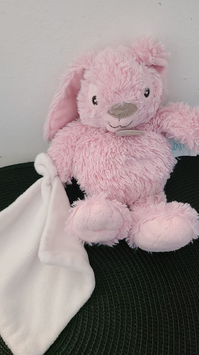 Doudou mouchoir lapin BABY NAT' Guimauve rose