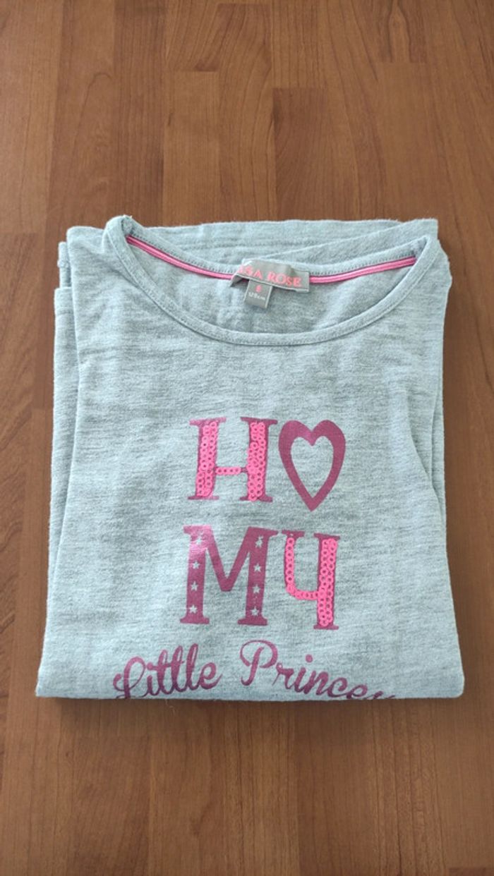 Tee-shirt gris manches longues lisa rose 8 ans - photo numéro 9