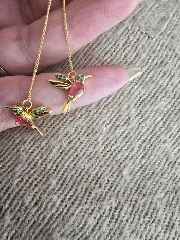 Boucle d oreille oiseau pendante dore