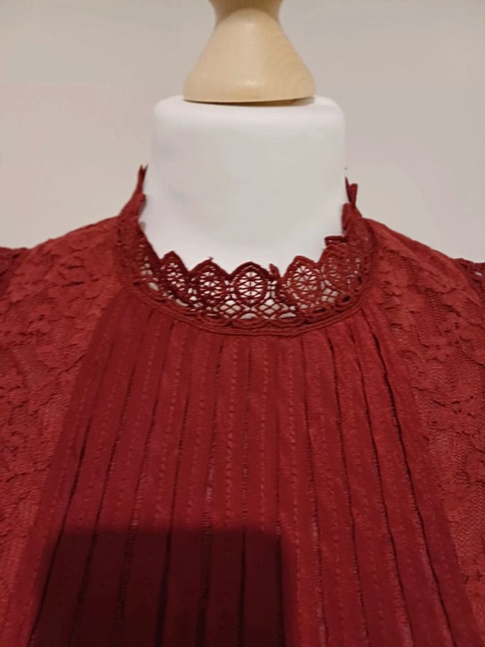 Blouse chic Bordeaux avec dentelle Capsule taille S 36 - photo numéro 3