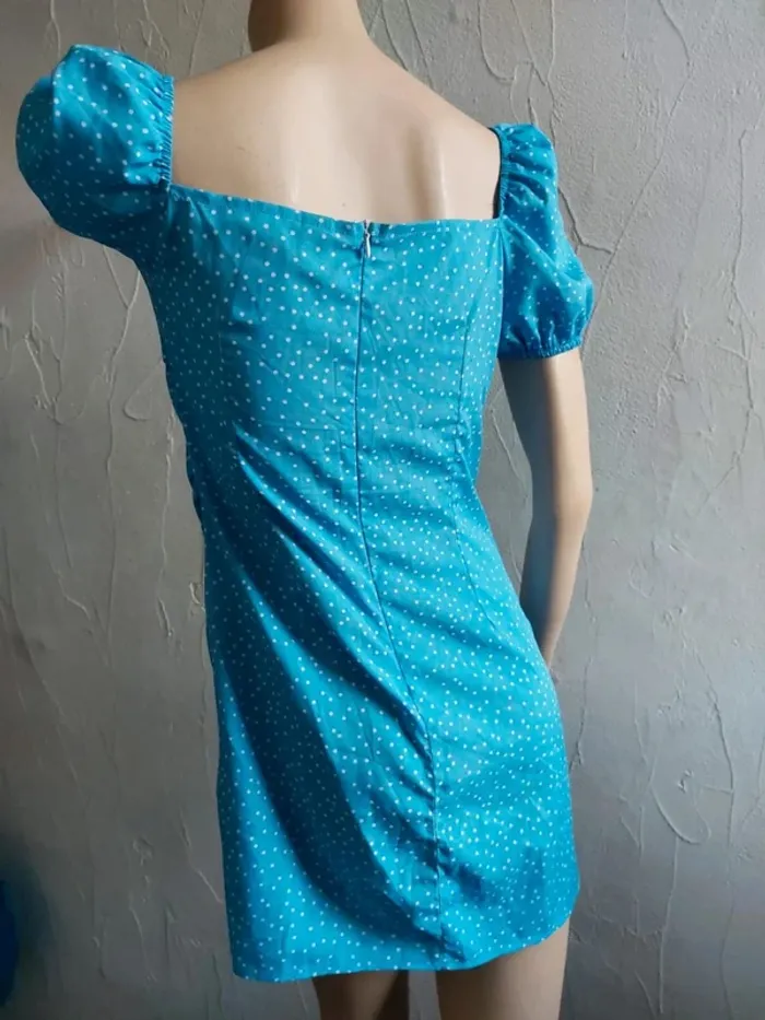 Robe courte bleue à pois Taille S - photo numéro 5