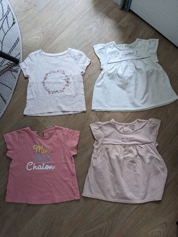Lot de 4 hauts fille coton bio 24 mois