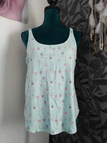 Top bleu ciel avec motifs cactus / lola paris / (M)