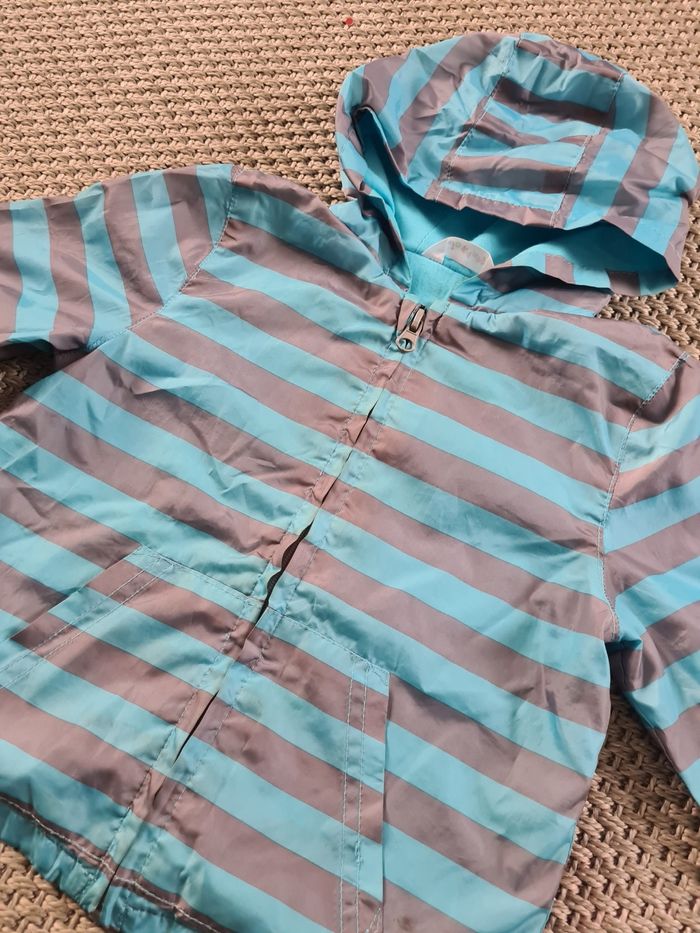 Imperméable rayé bleu et gris léger - 24 mois - photo numéro 4