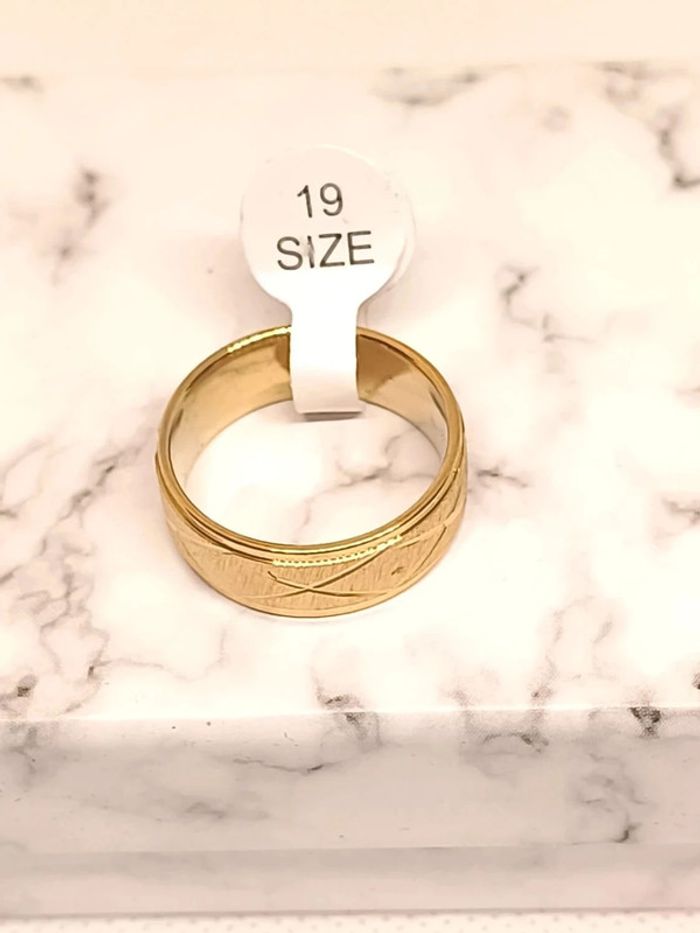 Bague anneau acier type alliance doré - photo numéro 3