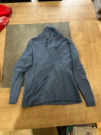Pull col châle homme, Throttleman, taille L, bleu
