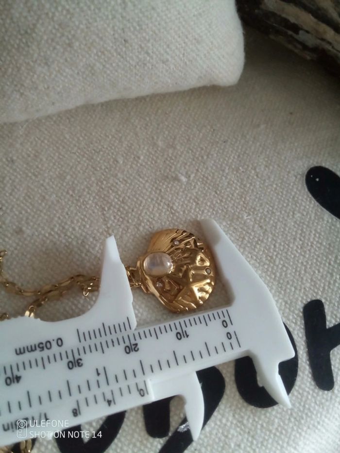 Collier coquillage zircons et pierre de lune naturelle - photo numéro 2