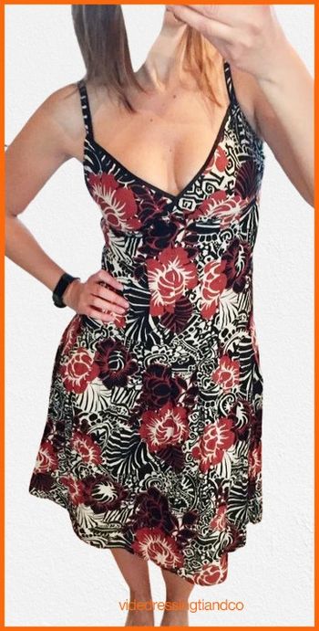 Robe fleurs ethnique coton noir/marron/blanc, h&m t.34