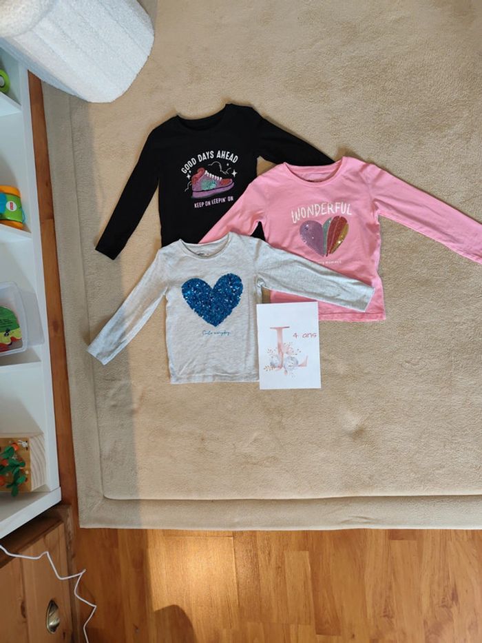 Lot 3 tee-shirts manches longues 4 ans Gémo