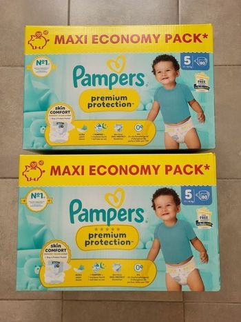 2 cartons de couches pampers premium taille 5