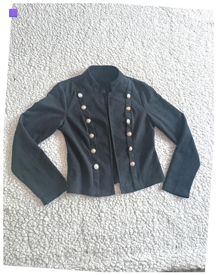 Veste noire style officier balmain à boutons décoratifs